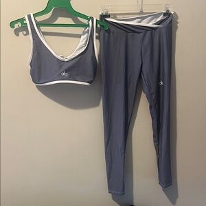 Yoga set- Blue and White Pants & Sports Bra Set